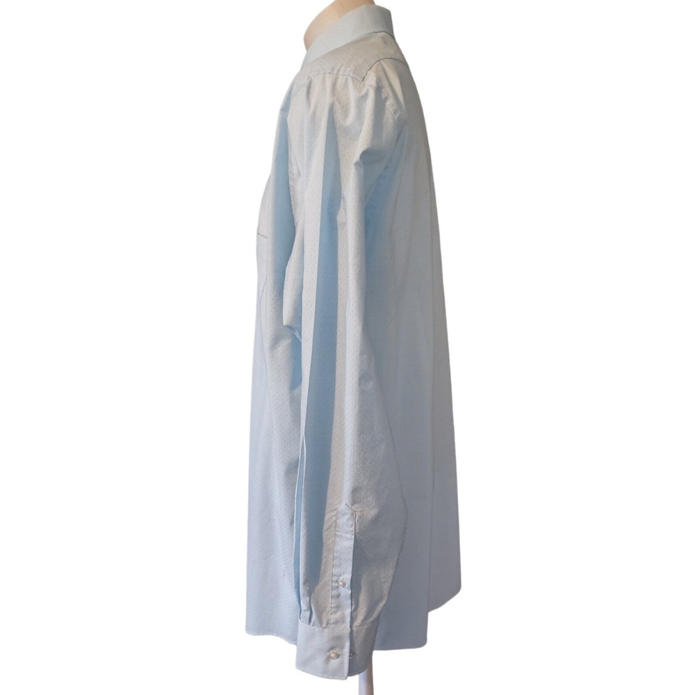 Shaquille O'Neal Dress Shirt XLG Tall Cooling Stretch Blue Micro Pattern XL G - Picture 4 of 12